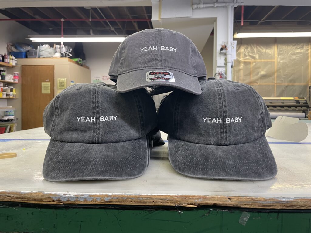 custom dad hat with custom embroidered text